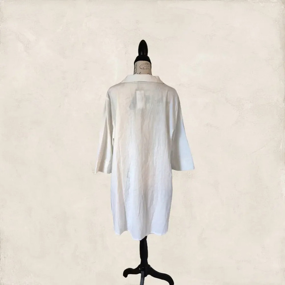 Zanzea Tunic White Blouse 3/4 Sleeve Longline Hi-Low Collared V-Neck Top Sz XXXL - Picture 3 of 9